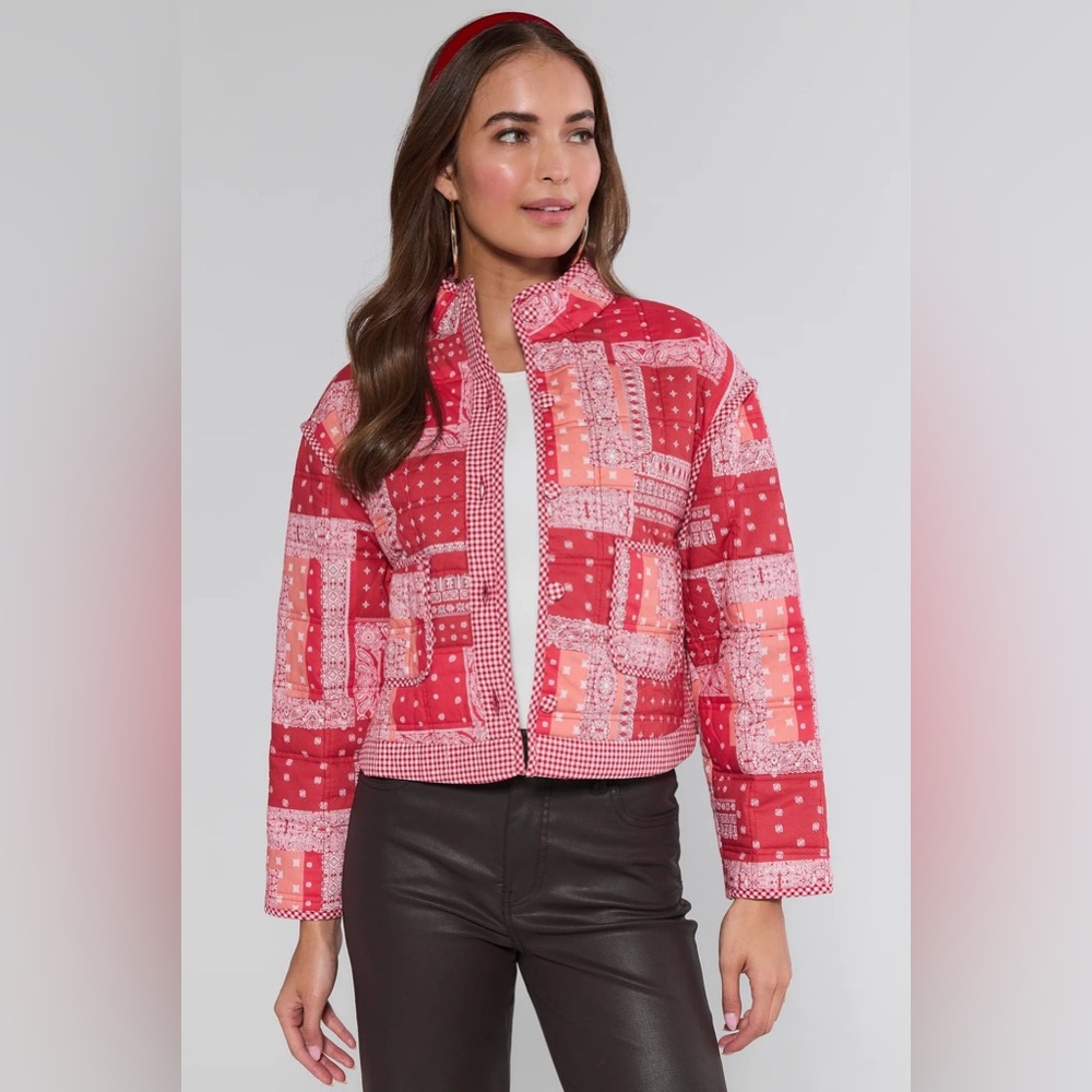 NWT & Merci Red Bandana Women's Puffer Jacket